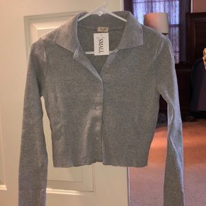 Brandy Melville Cropped Ribbed Shirt